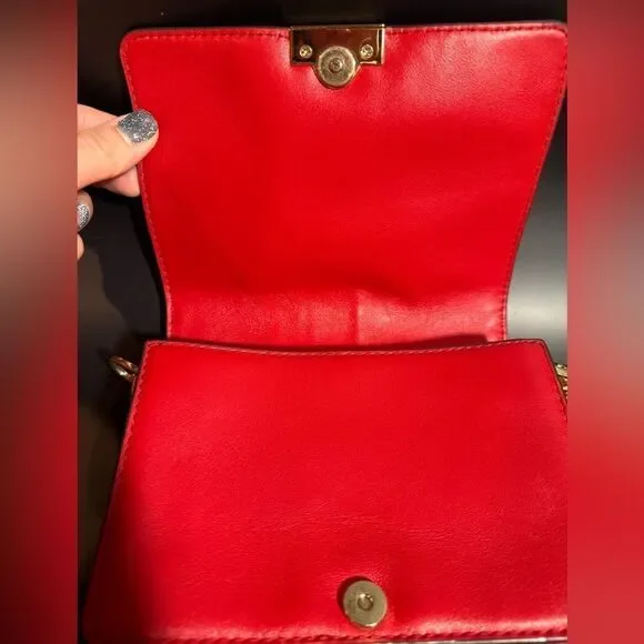 Michael Kors red leather cross body with gold tone hardware - Picture 7 of 13